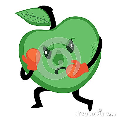 Boxing apple fruit leading healthy and active lifestyle Vector Illustration