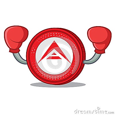 Boxing Ark coin character cartoon Vector Illustration