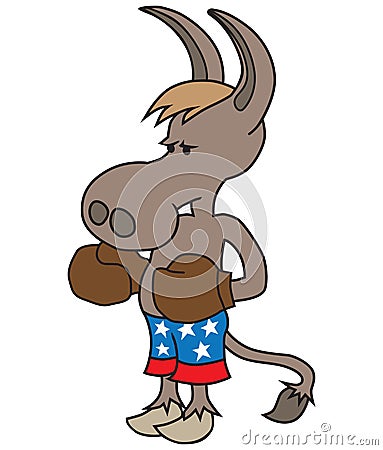 Boxing Cartoon Donkey Vector Illustration