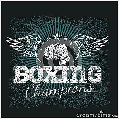 Boxing Champion - Vintage vector artwork for t Vector Illustration