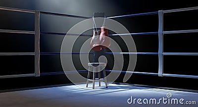 Boxing Corner And Boxing Gloves Stock Photo