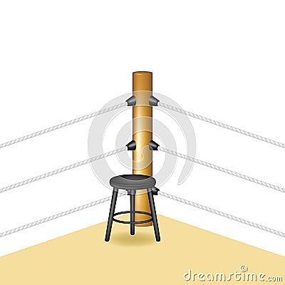 Boxing corner with wooden stool Vector Illustration