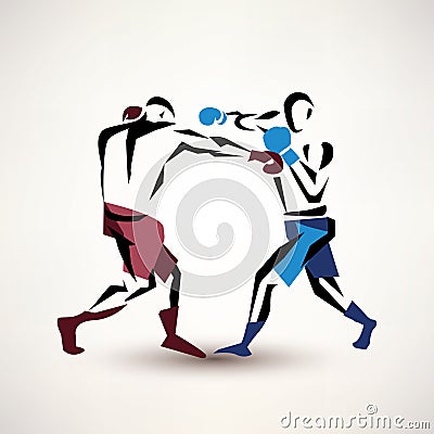 Boxing couple, vector silhouette, stylized sketch Vector Illustration