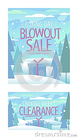 Boxing day blowout sale, boxing week clearance banners Vector Illustration