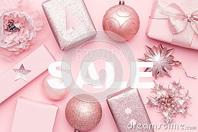 Boxing Day Sale Background. Christmas Shopping. Stock Photo