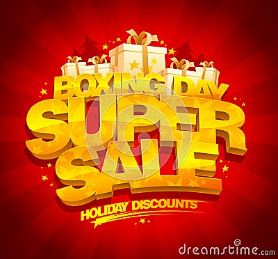 Boxing day super sale, holiday discounts Vector Illustration