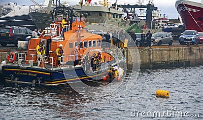 Boxing Day Swim, Fraserburgh Harbour,,Aberdeenshire, Scotland, UK Editorial Stock Photo