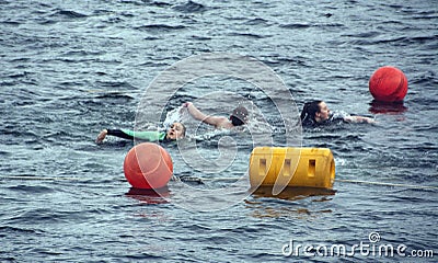 Boxing Day Swim, Fraserburgh Harbour,,Aberdeenshire, Scotland, UK Editorial Stock Photo