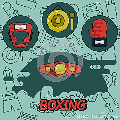 Boxing flat concept icons Vector Illustration