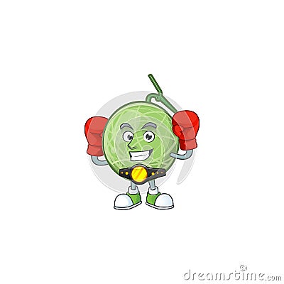 Boxing fruit melon cartoon mascot for diet Vector Illustration