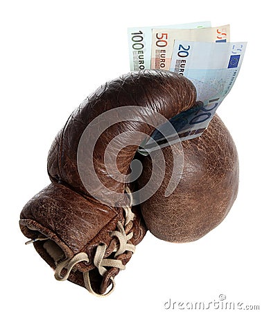 Boxing glove with european banknotes Stock Photo