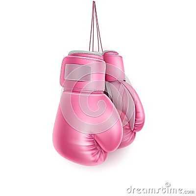 Vector pink pair of boxing glove on lace realistic Vector Illustration