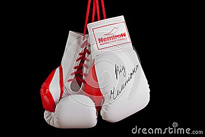 Boxing gloves autographed by Klitschko Editorial Stock Photo