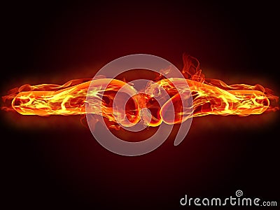 Boxing gloves in fire Stock Photo