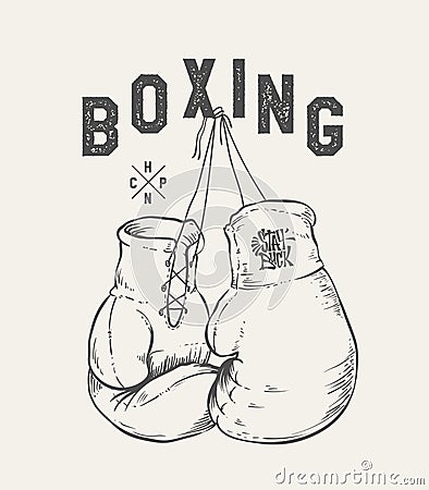 Boxing Gloves vector illustration. Print design t-shirt Vector Illustration