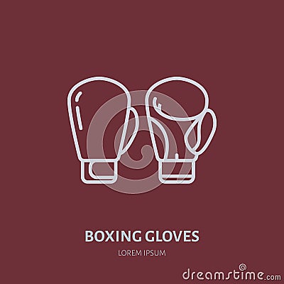 Boxing gloves vector line icon. Box club logo, equipment sign. Sport competition illustration Vector Illustration