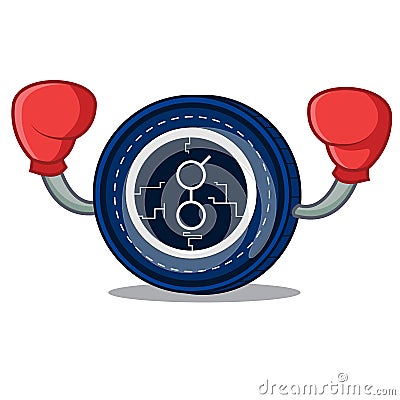 Boxing golem coin character cartoon Vector Illustration