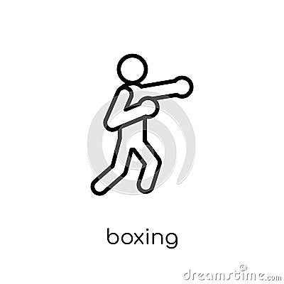 Boxing icon. Trendy modern flat linear vector Boxing icon on white background from thin line sport collection Vector Illustration