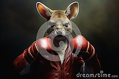 A boxing kangoroo with red boxing gloves Stock Photo