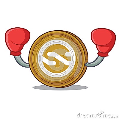 Boxing Nxt coin character cartoon Vector Illustration