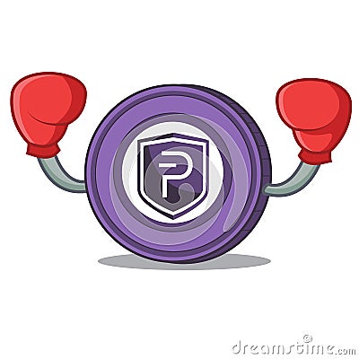 Boxing Pivx coin character cartoon Vector Illustration
