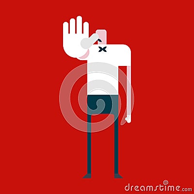 Boxing referee Counting five. Sports arbiter. judge in ring. Vector Illustration