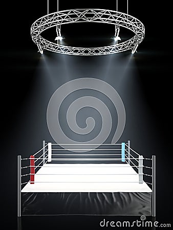 Boxing ring in dark Stock Photo