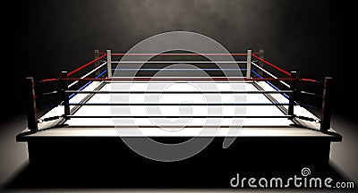 Boxing Ring Spotlit Dark Stock Photo