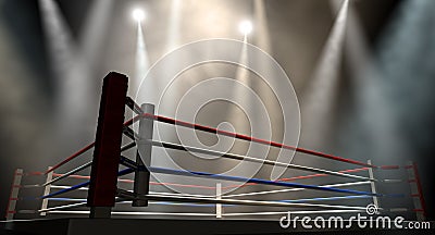 Boxing Ring Spotlit Dark Stock Photo