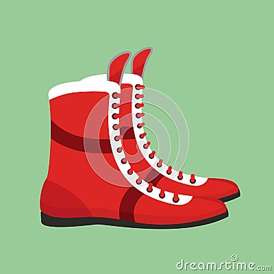 Boxing shoes. Retro footwear for Boxer training Vector Illustration