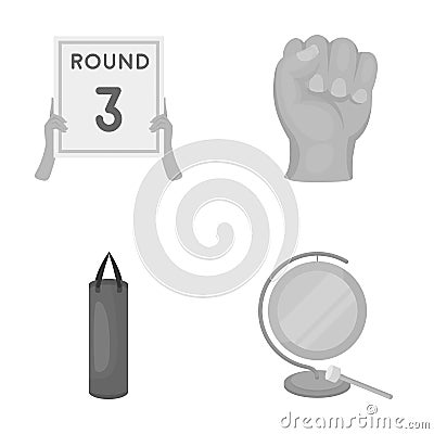 Boxing, sport, round, hand. Boxing set collection icons in monochrome style vector symbol stock illustration web. Vector Illustration