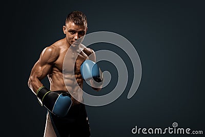 Boxing on studio Stock Photo