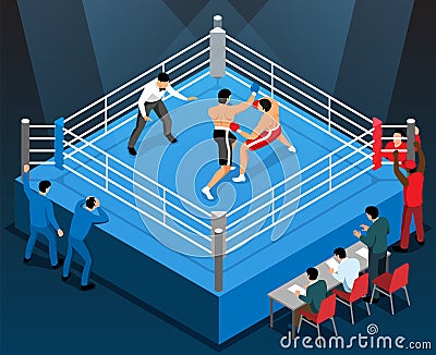 Boxing Tournament Isometric Composition Vector Illustration