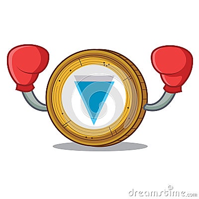 Boxing Verge coin character cartoon Vector Illustration