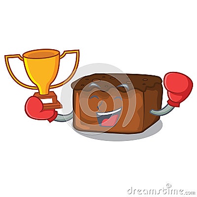 Boxing winner brownies mascot cartoon style Vector Illustration