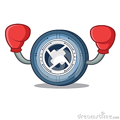 Boxing 0X coin character cartoon Vector Illustration