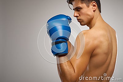 Boxing. Young Boxer ready to fight Stock Photo