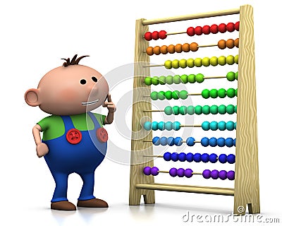 Boy with abacus Cartoon Illustration