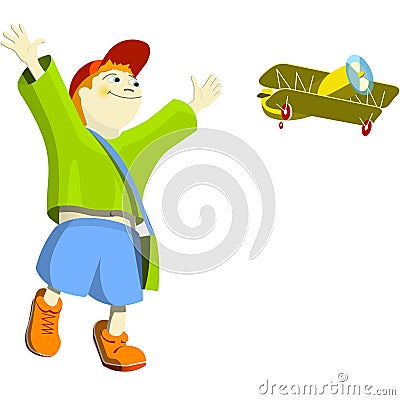 Boy with aeroplane Stock Photo