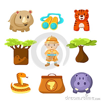 Boy African Explorer Vector Illustration