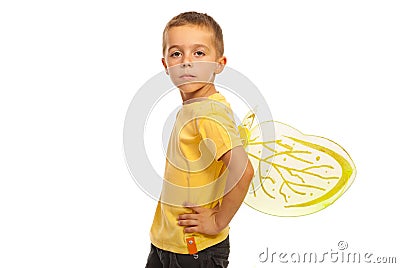 Boy with attitude and bee wings Stock Photo