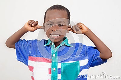 Boy avoiding hear everything Stock Photo