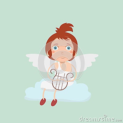 Boy baby cupid. Vector Illustration