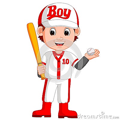 Boy baseball player Vector Illustration