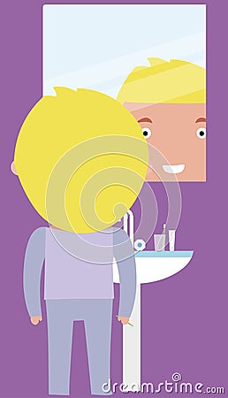 The boy in the bathroom Cartoon Illustration