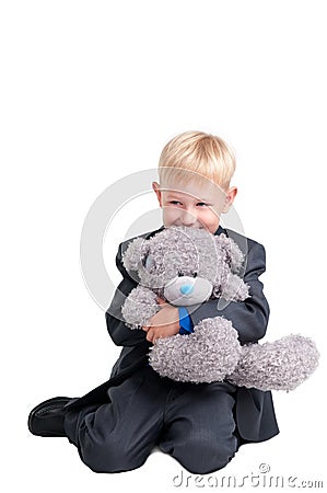 Boy with a Bear Stock Photo