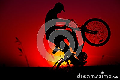 The boy with a bicycle Stock Photo