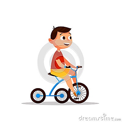 Boy on a bicycle. Vector illustration. Vector Illustration
