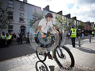 Boy on a bmx/mountain bike jumping Editorial Stock Photo