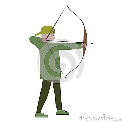 Boy with bow. Archer vector illustration Vector Illustration